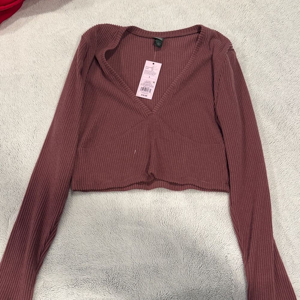 Wild Fable Ribbed Mauve Crop Top